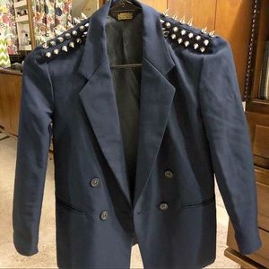 Urban Renewal Navy Blue Blazer w/ Spiked Shoulders
